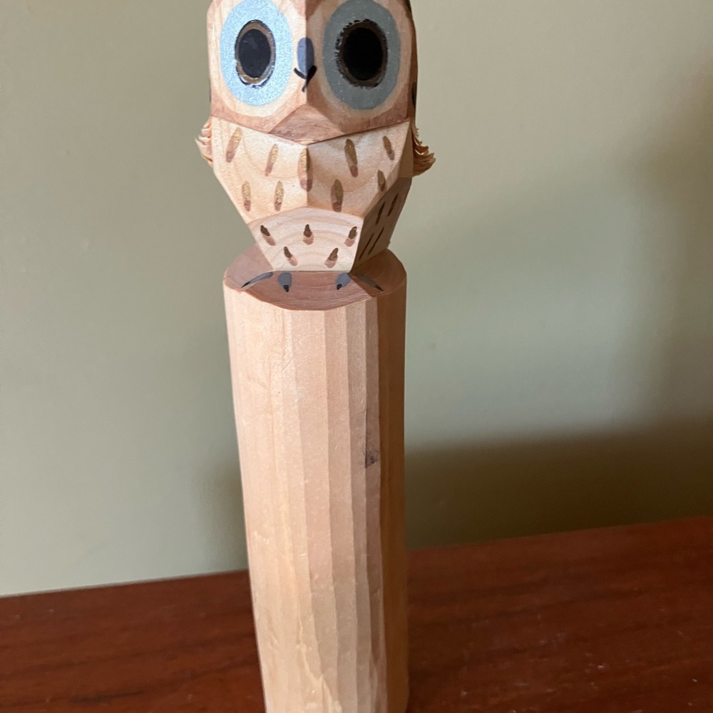 Japanese Sasano-bori Owl Statues Vintage Folk Art